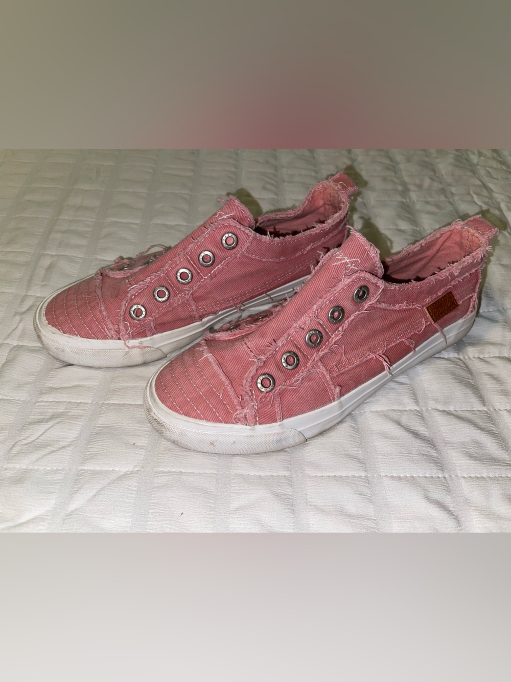 Blowfish Malibu Slip-On Frayed Canvas Sneakers - Dusty Pink